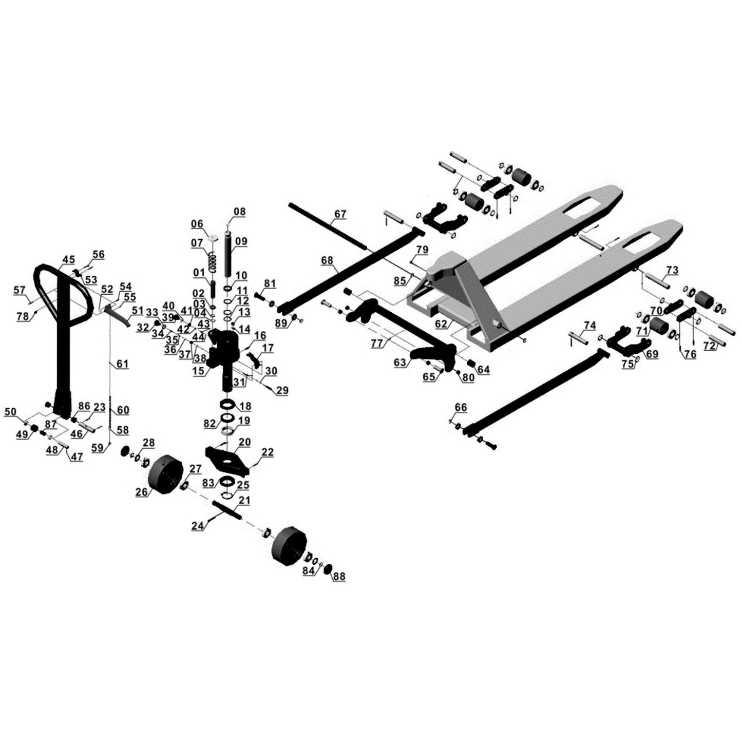 Einhell TC-PT 2500 Transpallet (portata max. 2500 kg, altezza forche 80-190 mm, diam. Rulli carico 80 mm, diam. Ruote direzionabili 180 mm, lunghezza forche 115 cm, larghezza forche 54 cm, peso 62 kg)