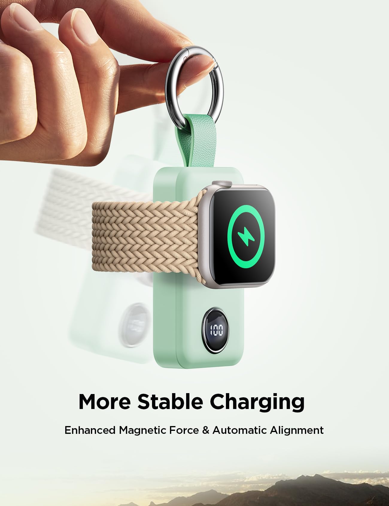 JOYROOM Caricatore Apple Watch, 2000 mAh Caricabatterie Wireless Portatile per Apple Watch Series 10/9/8/7/6/5/SE/4/3/2/UItra 2/Ultra, Ricarica a Induzione Magnetica (Verde menta)