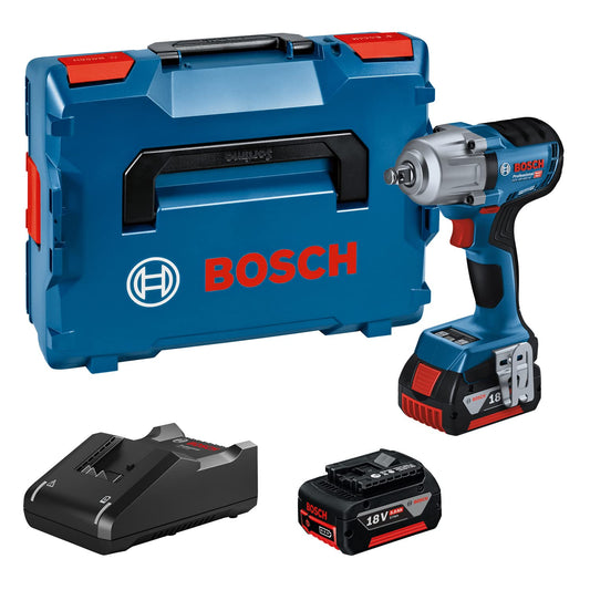 Bosch Professional Avvitatore a Massa Battente a Batteria GDS 18V-450 HC (Coppia di Serraggio di 450 Nm, Coppia di Svitamento di 800 Nm, incl. 2 Batterie 5,0 Ah, Caricabatteria, L-BOXX)