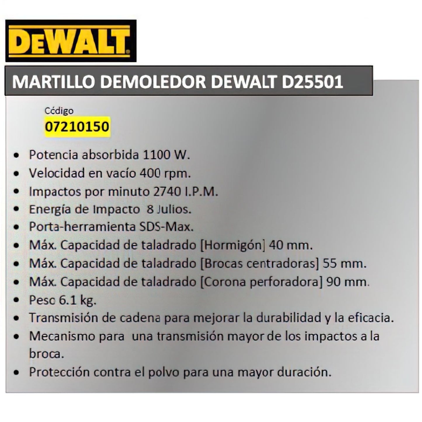 DEWALT - Mart.electroneum.perfor.-demoled.sds-max d25501k-QS