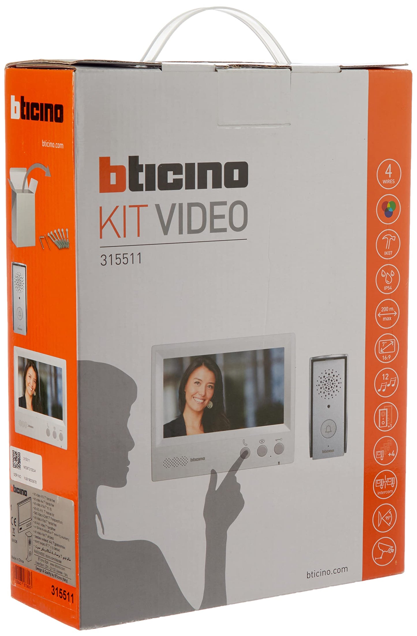 BTicino 315511 Kit Video con 4 Fili Monofamiliare, Display da 7", Grigio