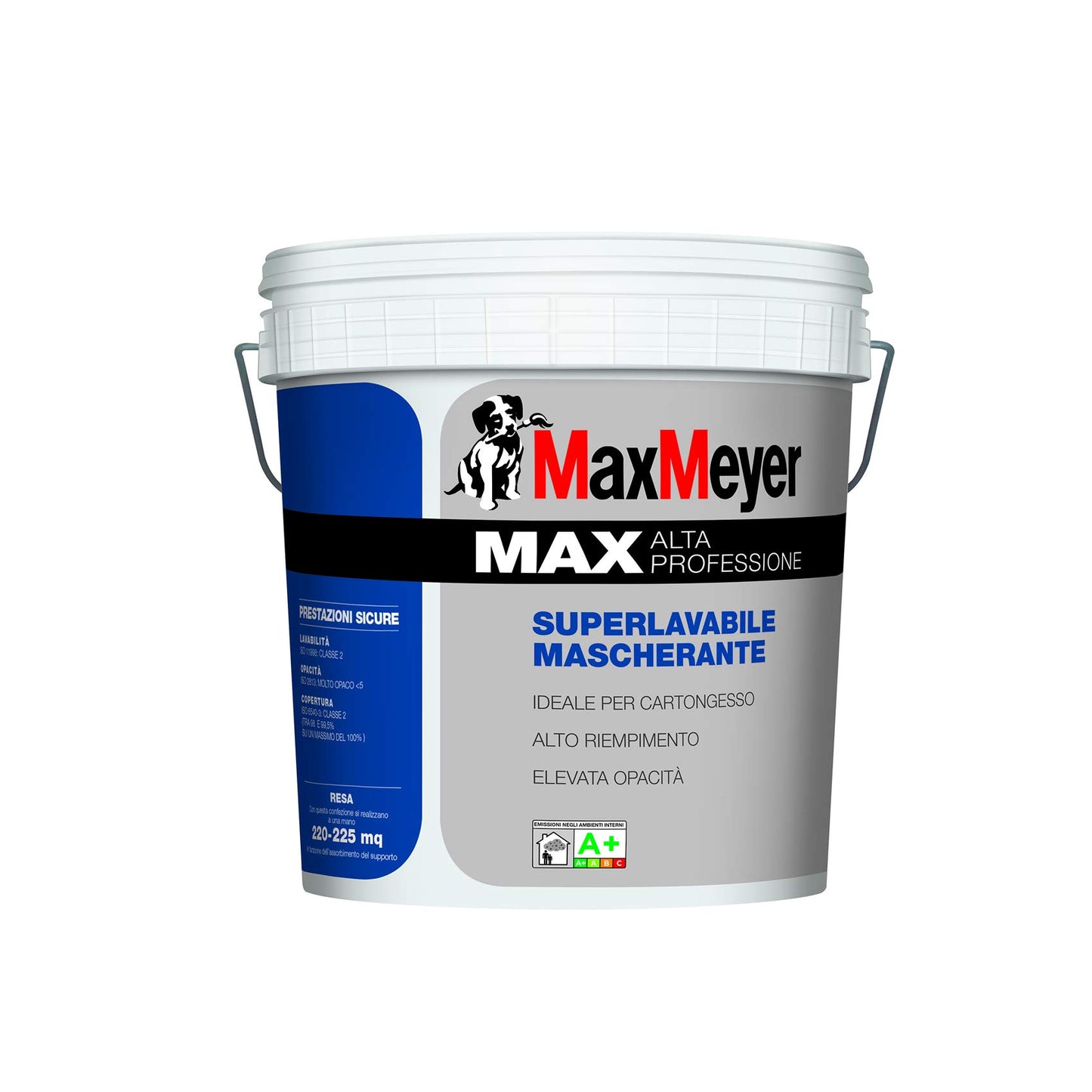 IDROPITTURA 'MAX A+' nuova formula a base di titanio Alta Professione 14 LT super lavabile ad elevatissima copertura, opacità e riempimento