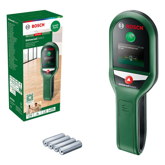 Bosch rilevatore UniversalDetect (display con guida passo-passo per un facile utilizzo, rilevatore cavi e sottostrutture in legno, in cartone)