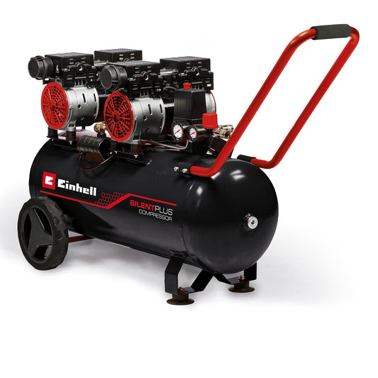 Einhell TE-AC 50 Compressore silenziato (220-240 V, 1500 W, serbatoio aria 50 l, max 8 bar, portata aria max 190 l/min., cilindri 4, autolubrificato - inc. 2 manometri, 54 dB(A))