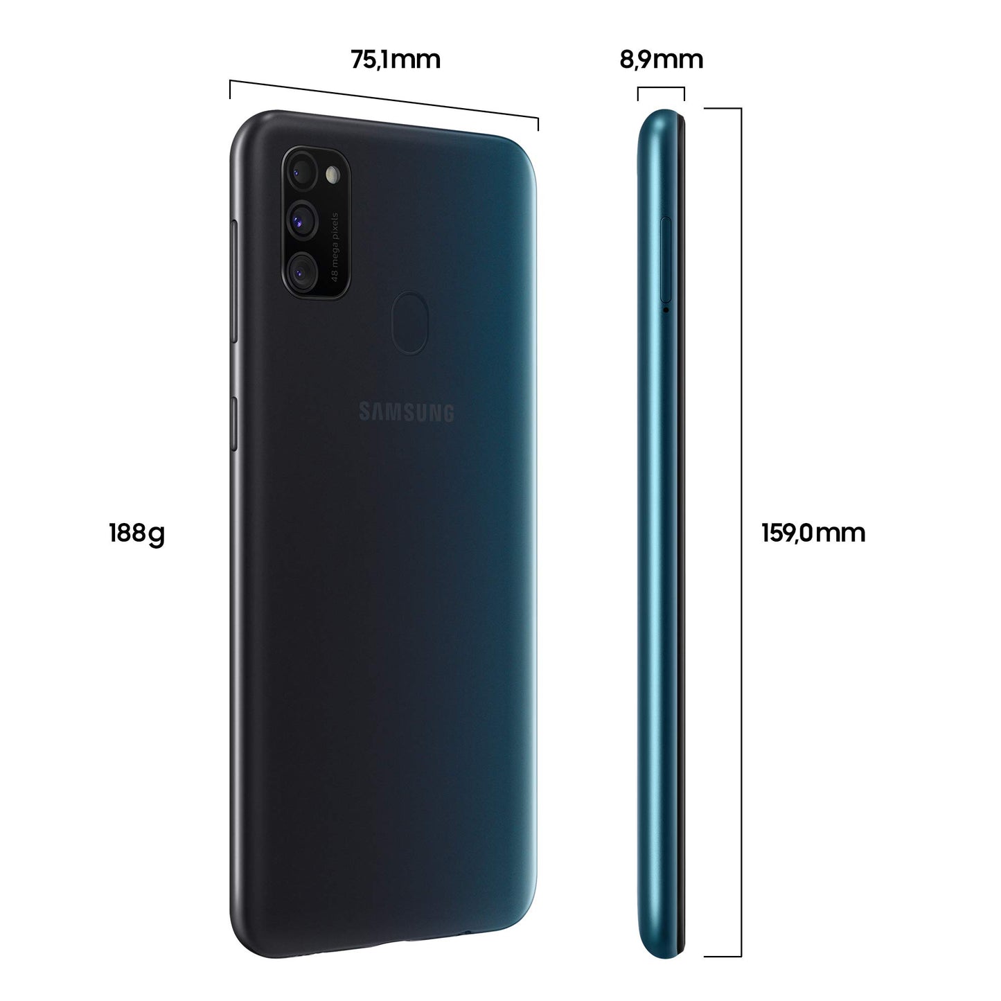 Samsung Galaxy M30s Smartphone, Display 6.4" FHD+, Super AMOLED, 64 GB Espandibili, RAM 4 GB, Batteria 6000 mAh, 4G, Dual SIM, Android 9 Pie, Nero