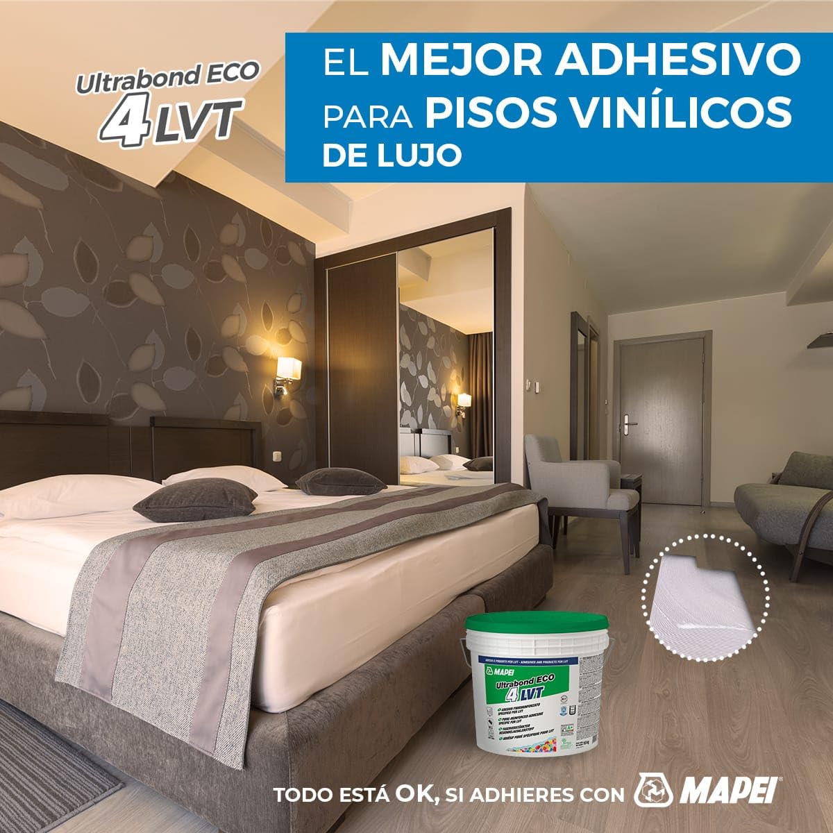 Mapei ULTRABOND ECO 4 LVT - Adesivo per rivestimenti in microfibra, 14 kg