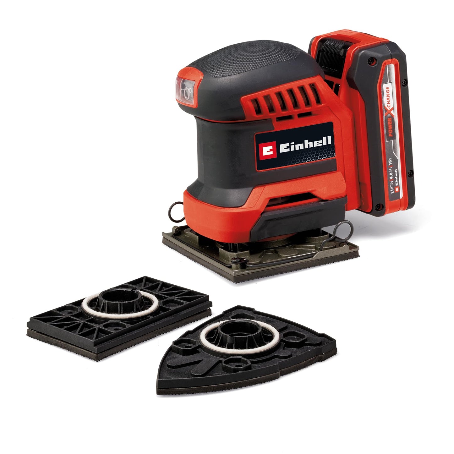 Einhell Smerigliatrice a batteria TE-OS 18/113, 3 X Li-Solo Power X-Change (18 V, levigatrice orbitale, 3 X piastre abrasive intercambiabili, circuito oscillante da 1,8 mm, accessori senza batteria)