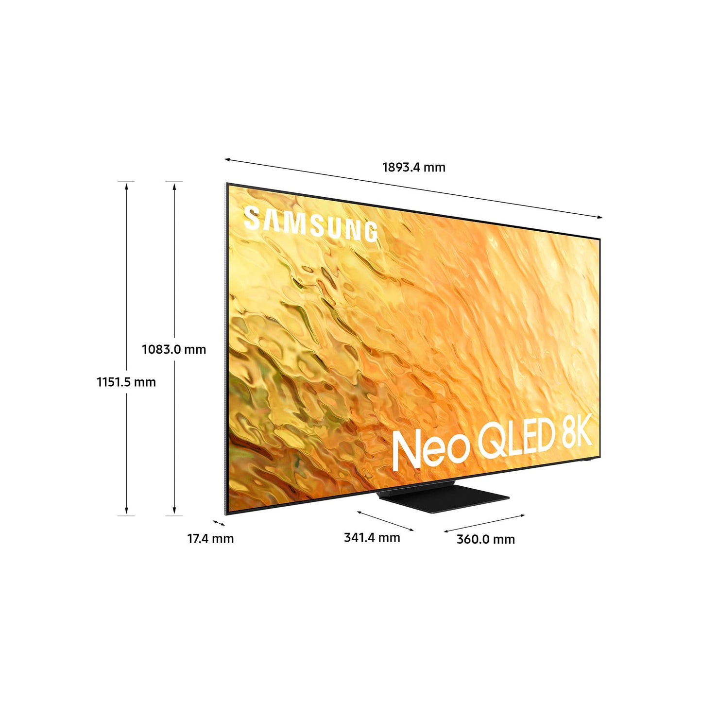 Samsung TV Neo QLED QE85QN800BTXZT, Smart TV 85" Serie QN800B, Neo QLED 8K UHD, Alexa e Google Assistant integrati, Stainless Steel, 2022, DVB-T2