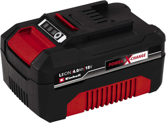 Originale Batteria Einhell 18V 4,0 Ah Power X-Change (18V, per tutti gli utensili PXC, indicatore del livello di carica, sistema di gestione della batteria, cicli di carica adattati alla situazione)