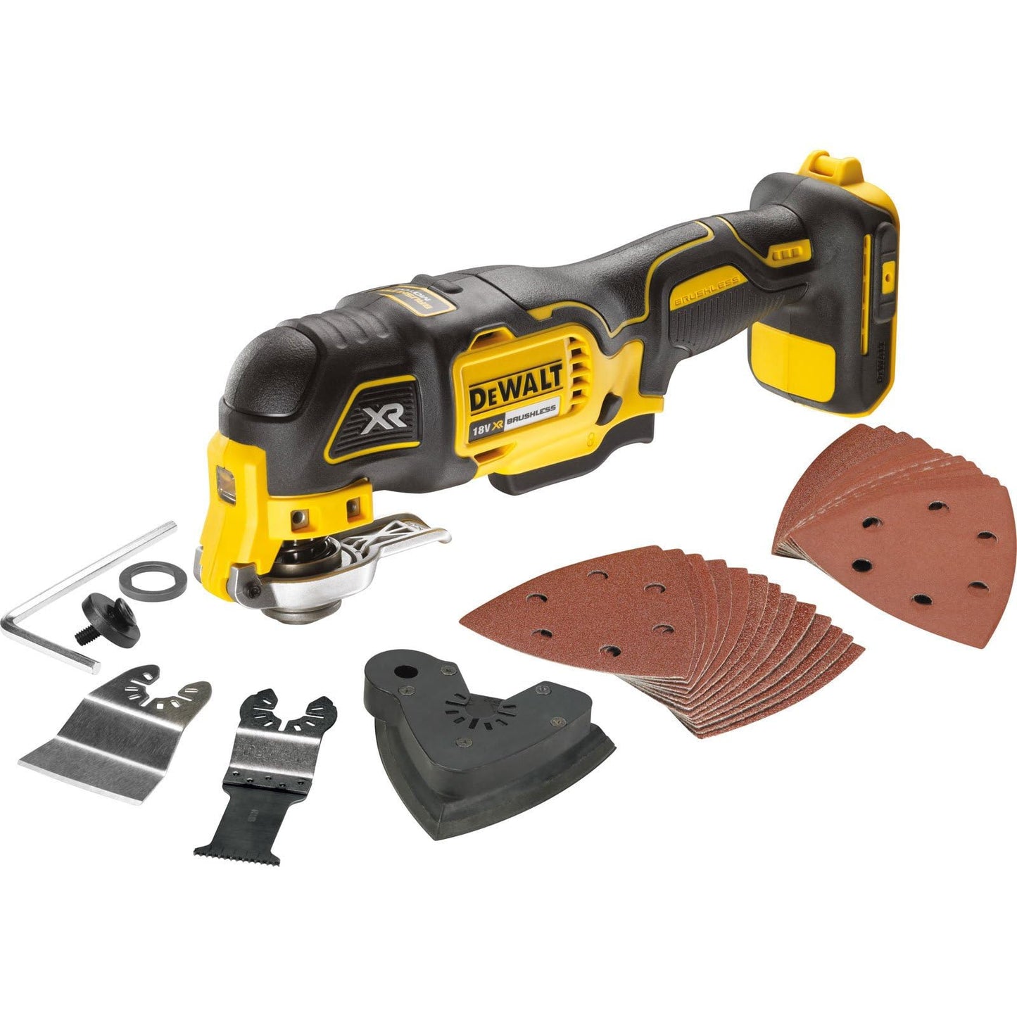 DEWALT DCS355N-XJ Utensile Multi-Funzione ad oscillazione, motore Brushless, in scatola di cartone senza batteria e caricabatterie, 18 volts