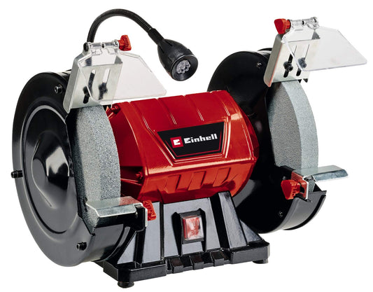 Einhell TC-BG 200 L Smerigliatrice combinata da banco (tensione 220-240 V, potenza 185 W, giri min. 2980, mole Ø200 x ø32 x 25 mm, grana K36/K60, luce LED)