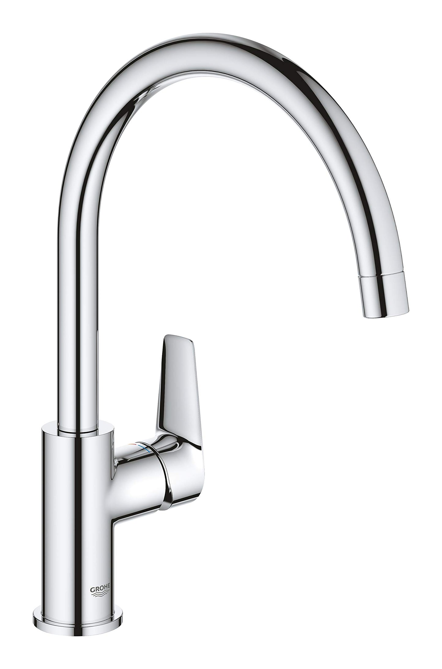 GROHE BauEdge – Miscelatore da cucina monocomando (installazione monoblocco, bocca alta, area di rotazione 360˚, cartuccia in ceramica da 28 mm), dimensioni 332 mm, cromato, 31367001