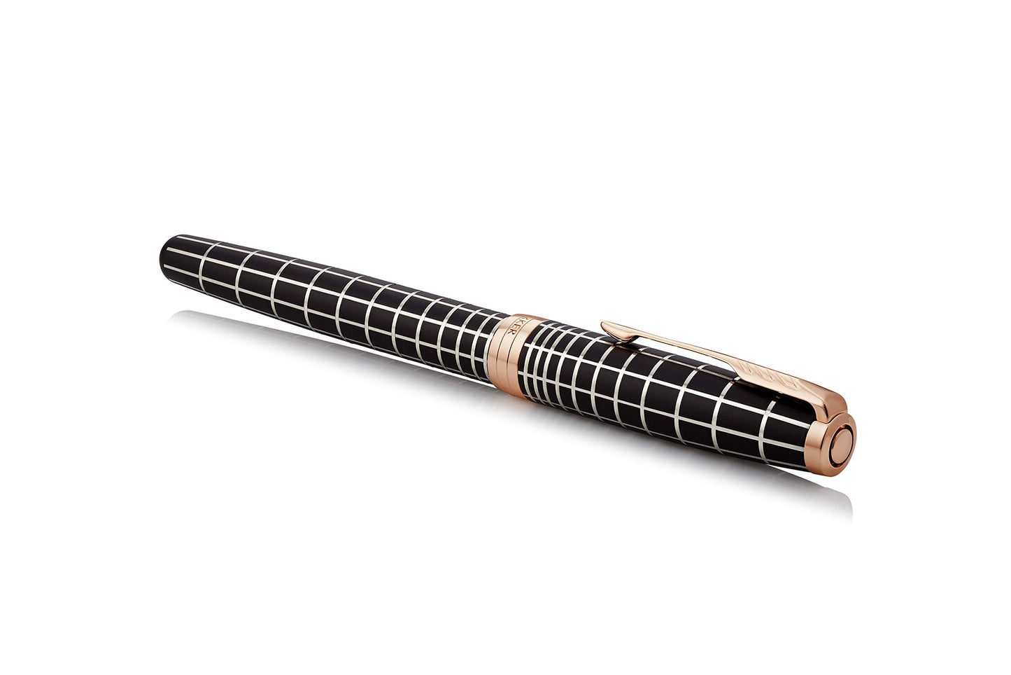 PARKER Sonnet penna stilografica, laccatura marrone con effetto gommato e finiture in oro rosa, pennino medio 18 K - Confezione regalo, brown rubber - rose gold plated trim