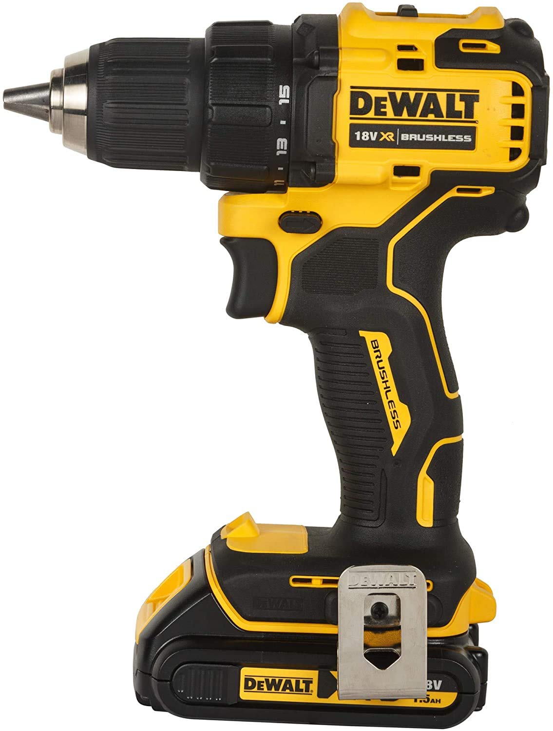 DEWALT DCD708S2T-QW - Trapano avvitatore senza spazzole XR 18V 13mm 65Nm con 2 batterie Li-Ion da 1,5Ah e valigetta TSTAK