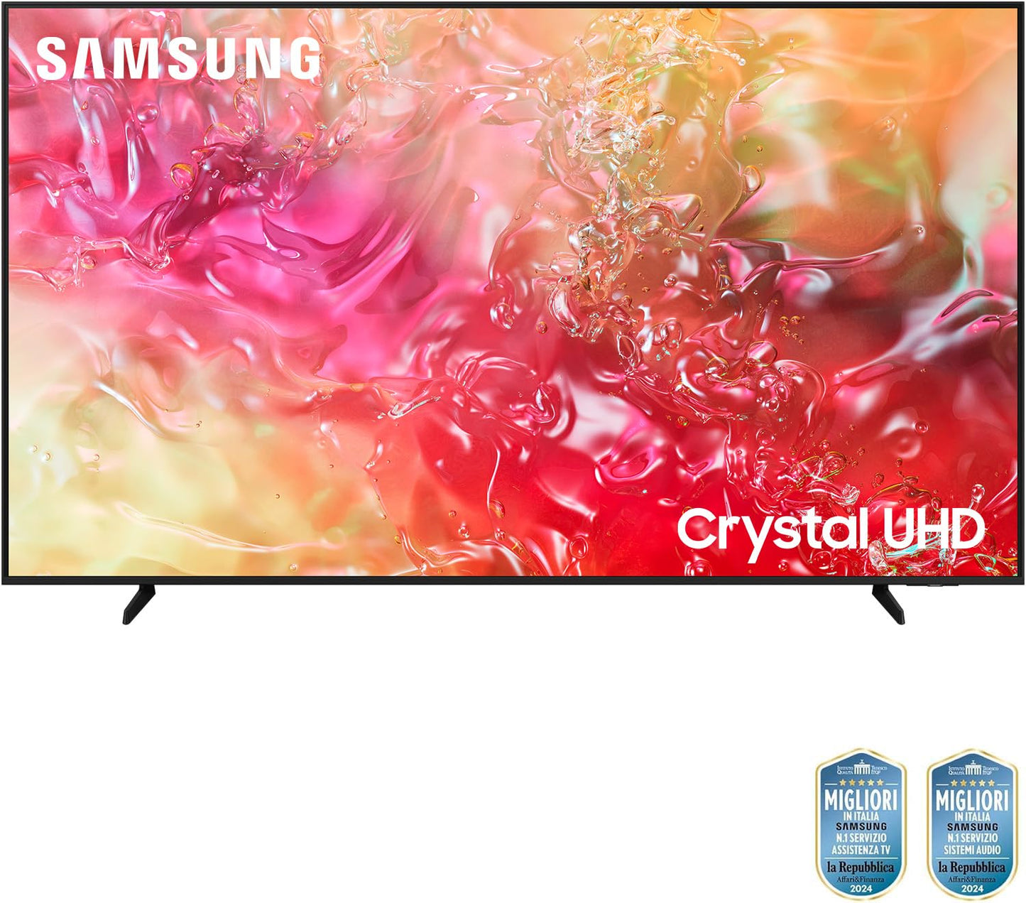 Samsung Smart TV 55" UE55DU7190UXZT, Crystal 4K UHD, 4K Upscaling, Slim Look, DVBT-2, Q-Symphony & OTS Lite, Integrato con Bixby, comp con Alexa e Google Assistant, Black 2024 [Amazon EXCL.]