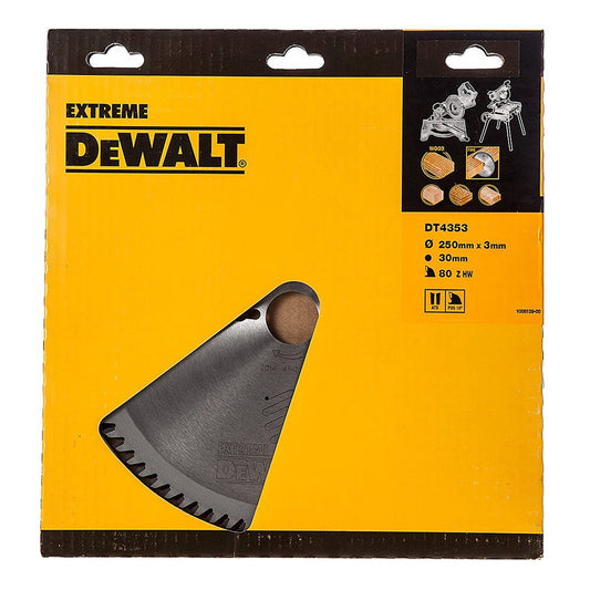 DeWalt, DT4353, QZ, Hoja para sierra circular estacionaria 250x30mm 80D