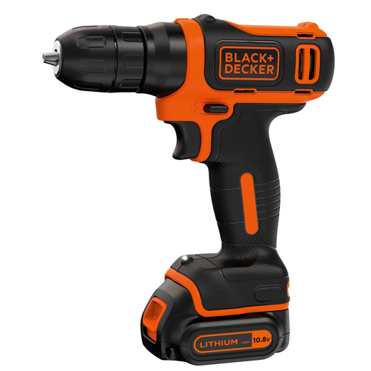 BLACK+DECKER Trapano/Avvitatore 10.8V Litio. 1.5 Ah. Luce LED. Velocità variabile. Batteria a slitta per un cambio più rapido ed una tenuta più sicura. BDCDD12-QW