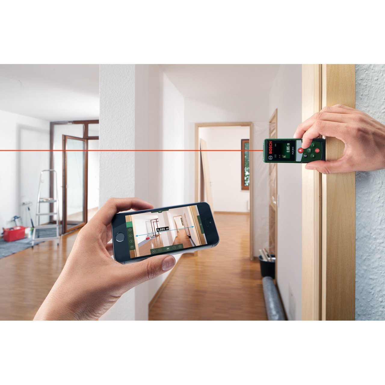 Bosch distanziometro laser PLR 30 C (misura distanze fino a 30 m con precisione, connettività Bluetooth, funzioni di misurazione)