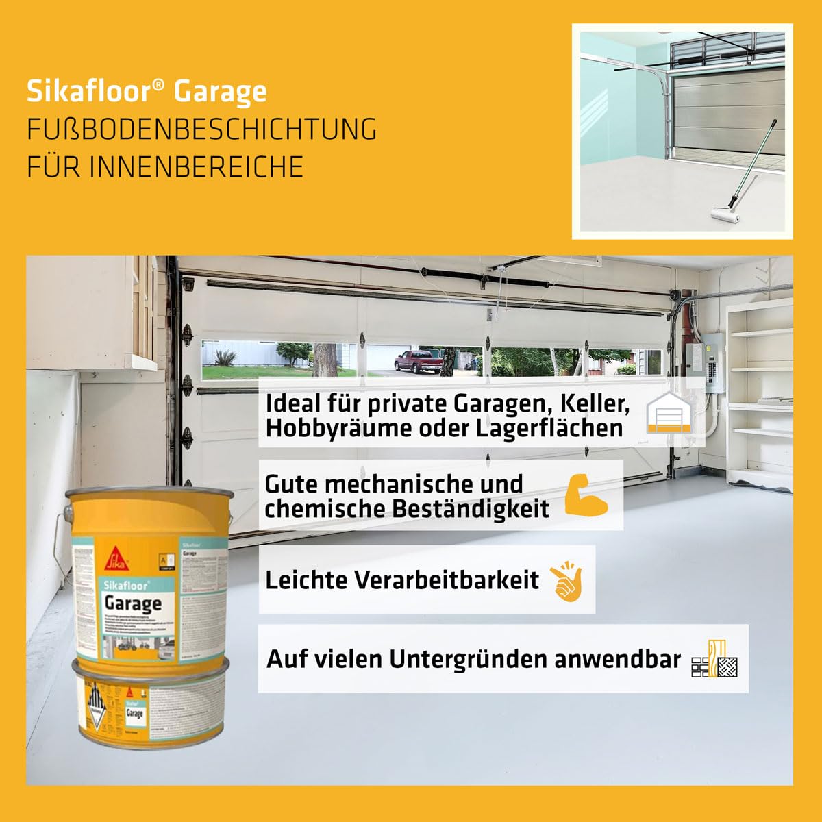 Sika floor - Rivestimento per pavimenti in resina epossidica - Sikafloor Garage grigio ciottolo - per interni come garage, cantine, sale hobby - resistente - 6 kg