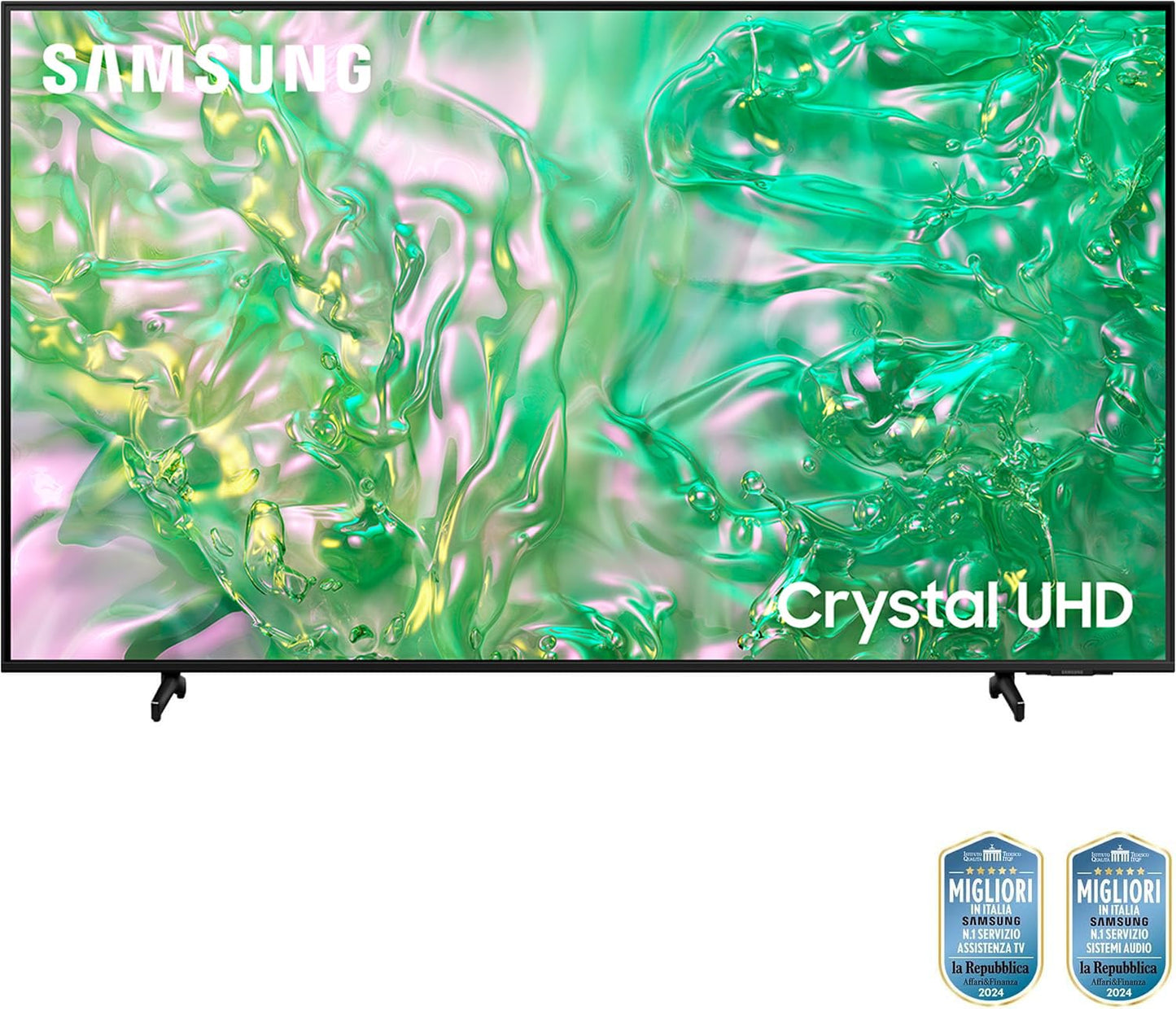 Samsung Smart TV 43" UE43DU8070UXZT, Crystal UHD 4K, 4K Upscaling, Airslim Design, DVBT-2, Q-Symphony & Adaptive Sound, Integrato con Bixby, comp con Alexa e Google Assistant, Black 2024