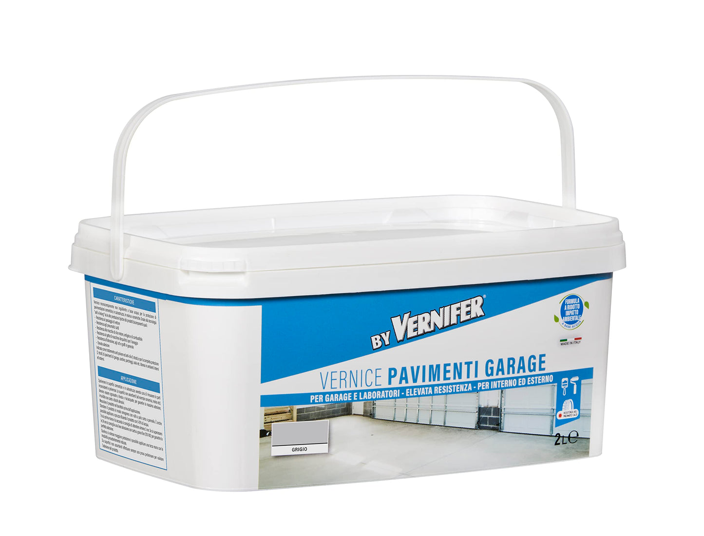 BY VERNIFER Vernice Pavimenti Garage Grigio, Vernice Monocomponente A base di Acqua, Proteggi Pavimenti, Adatta a Cemento, Calcestruzzo, Resina o Ceramica, Elevata Adesione, Altamente Resistente, 2L