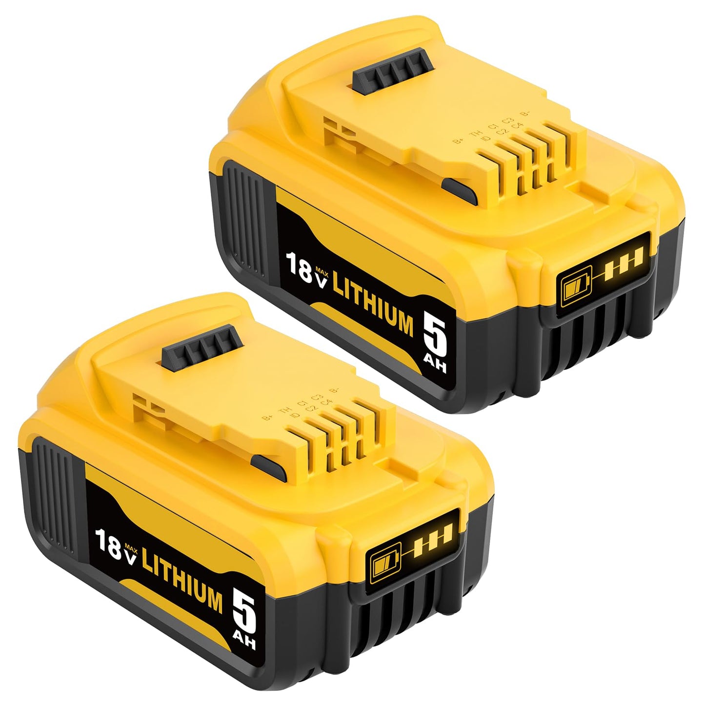 2 pezzi Topbatt 5000mAh Sostituzione per Dewalt batteria 18V per Dewalt batteria per Dewalt batteria 18V 5ah DCB184 DCB180 DCB181 DCB182 DCB200 DCB201 DCB204 con indicatore LED