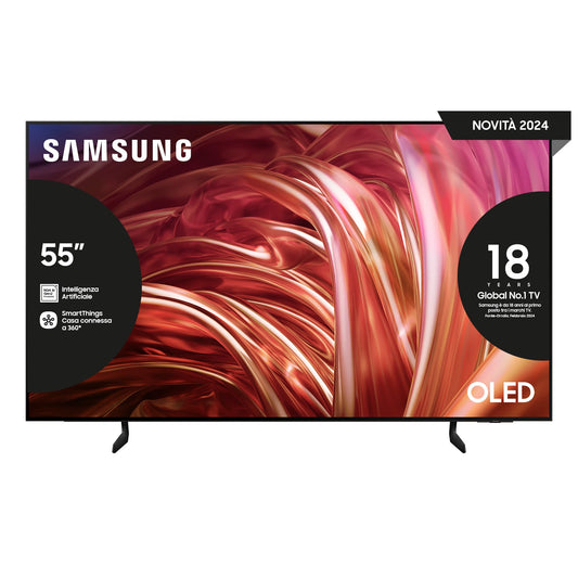 Samsung OLED TV 55" QE55S85DAEXZT, OLED HDR, Upscaling AI 4K, Processore NQ4 AI Gen2, Design Contour, DVBT-2, Q-Symphony & Dolby Atmos, Gaming Hub, Graphite Black, 2024