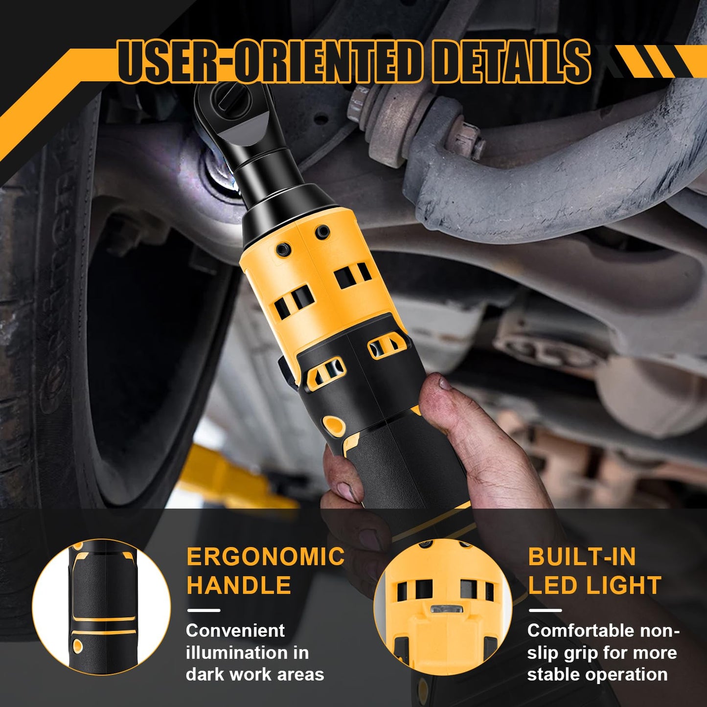 Cacciavite a cricchetto a batteria compatibile con batteria Dewalt da 20 V, cricchetto elettrico da 3/8", batteria a cricchetto con 8 bussole (senza batteria, senza caricatore)