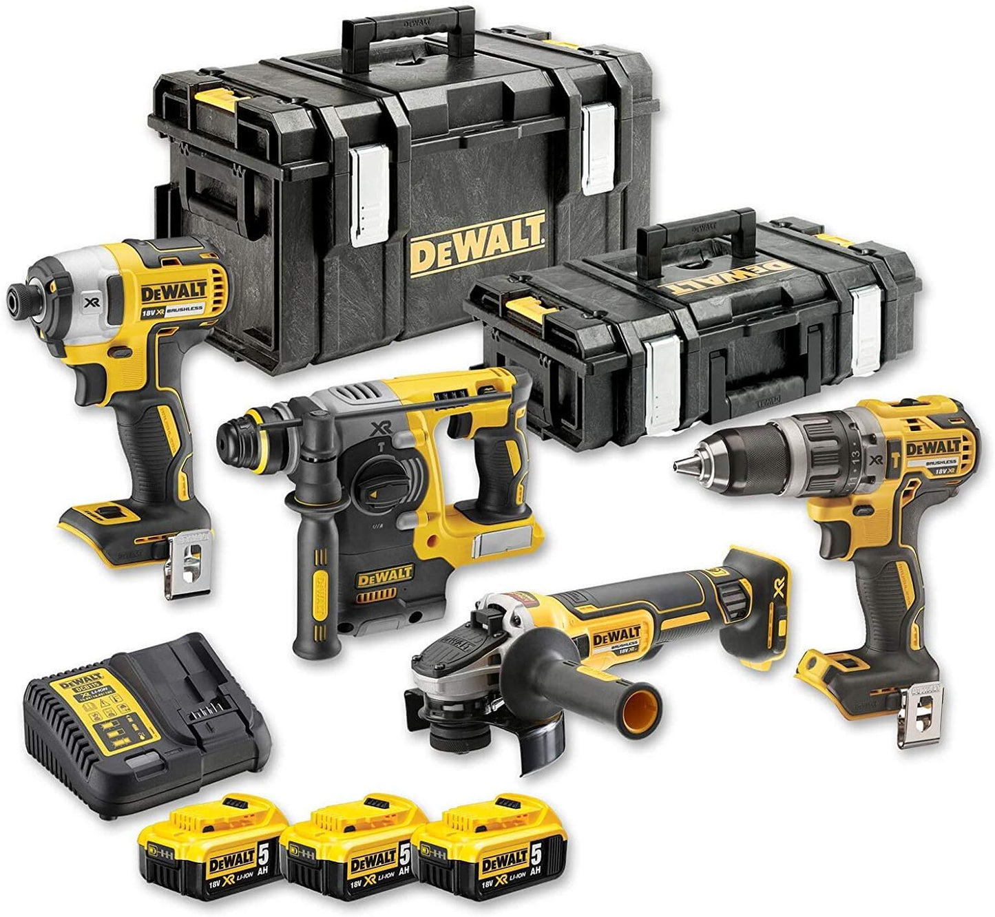 DeWalt,DCK422P3-QW Kit 4 attrezzi senza spazzola, 18 V, nero/giallo