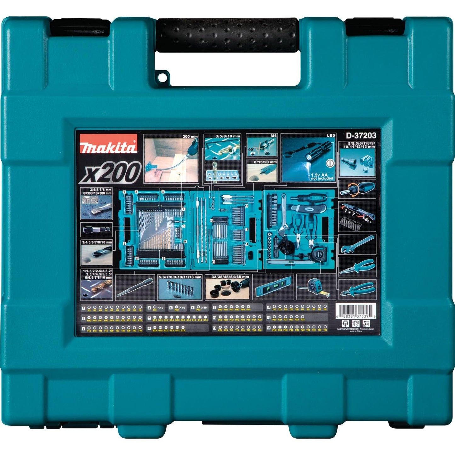 Makita D-37194 - Set di punte per trapano, 200 pezzi, 5 x 110 mm