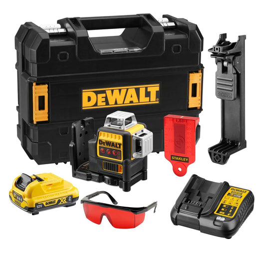 DeWalt DCE089D1R-QW Laser 3 linee 360° XR Litio 10,8V, 2.0 Ah - Giallo/Nero