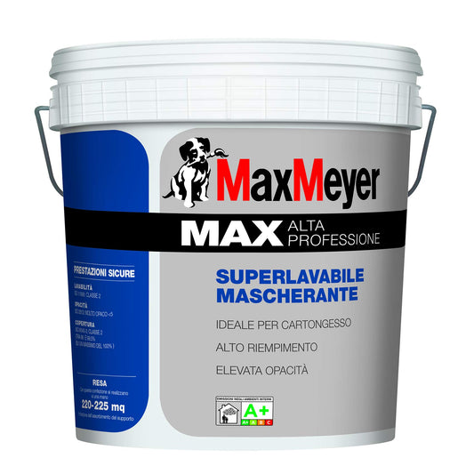 MAX MEYER IDROPITTURA PITTURA LAVABILE MASCHERANTE PROFESSIONALE MAX LT. 5 BIANCO