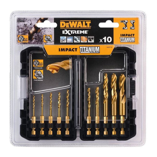 DEWALT DT50050-QZ Set 10 Punte Impact Titanium per Avvitatore a Impulsi, Attacco 1/4, in Cassetta, 3, 3.2, 3.5, 4, 4.5, 5, 6, 8, 10, 12 mm