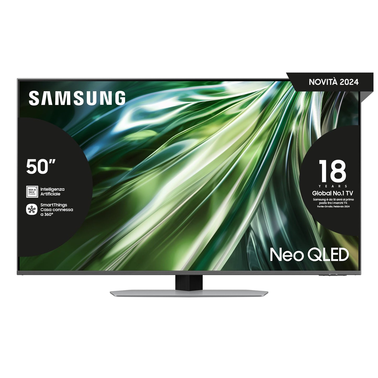 Samsung TV QE50QN94DATXZT Neo QLED 4K, Smart TV 50" Processore NQ4 AI Gen2, Neo Slim, DVBT-2, Q-Symphony & Dolby Atmos, Integrato Alexa, compatibile Bixby e Google Assistant, Carbon Silver 2024