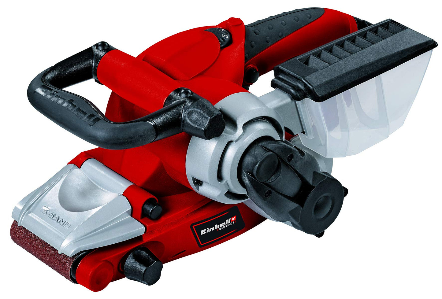 Einhell TE-BS 8540 E Levigatrice a nastro (tensione 230 V, potenza 850 W, velocità nastro 300 - 400 m/min, platorello 75x140 mm, apertura frontale, incl. 1 nastro abrasivo 75x533 mm)