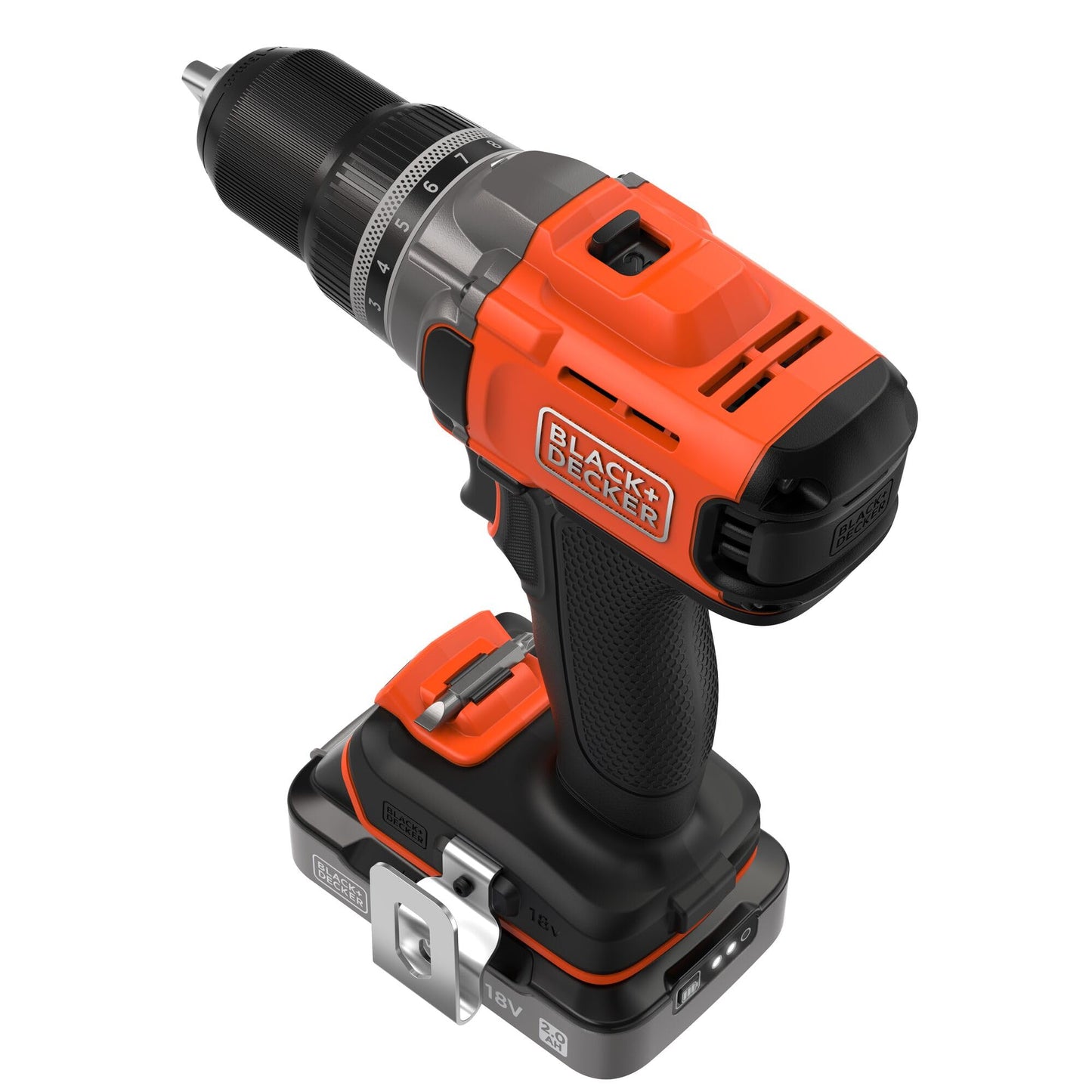 BLACK+DECKER POWERCONNECT™ 18V Trapano avvitatore a batteria con 2 batterie da 2,0Ah, caricatore da 1A e kitbox, BCD382D2XK-QW