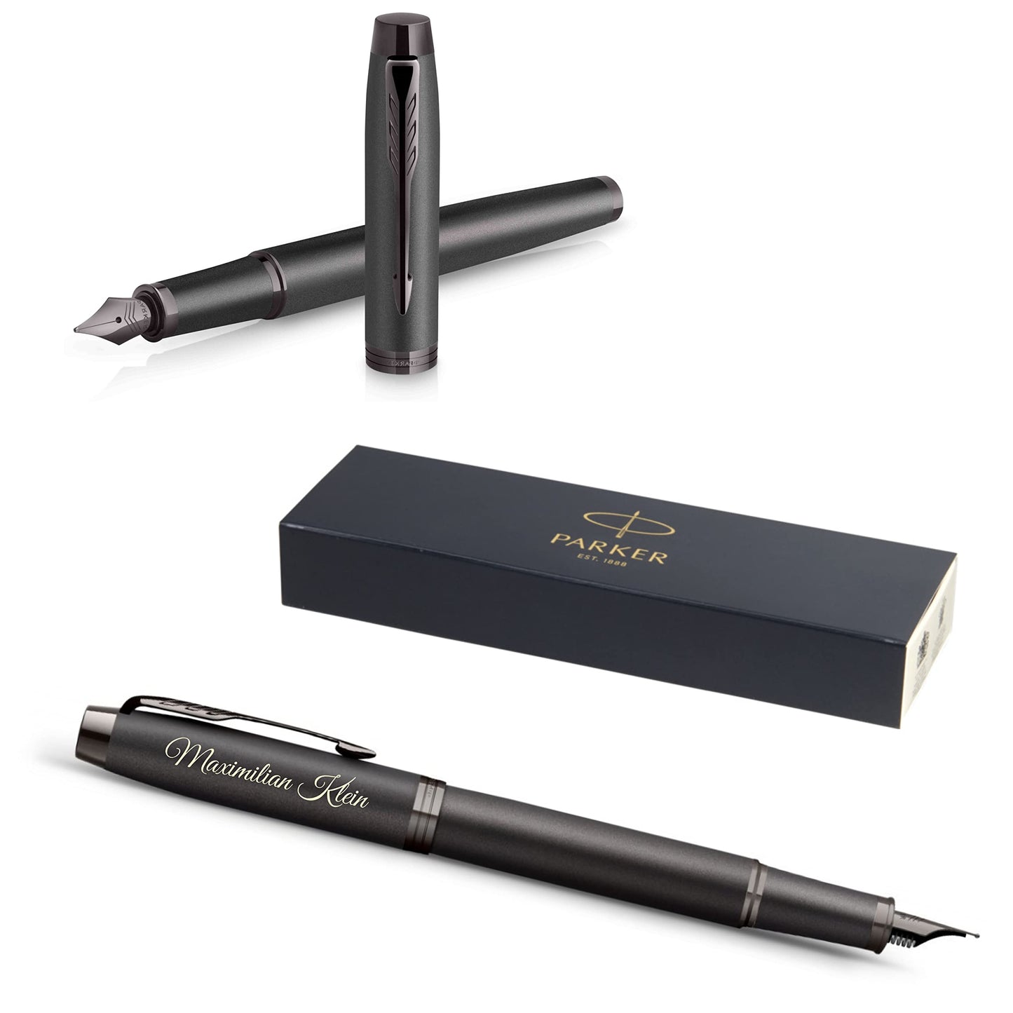 PARKER IM - Penna stilografica monocromatica con incisione | penna premium | confezione regalo | pantrone blu | elegante | regalo personalizzato | nome | inciso | anniversario (bronzo)