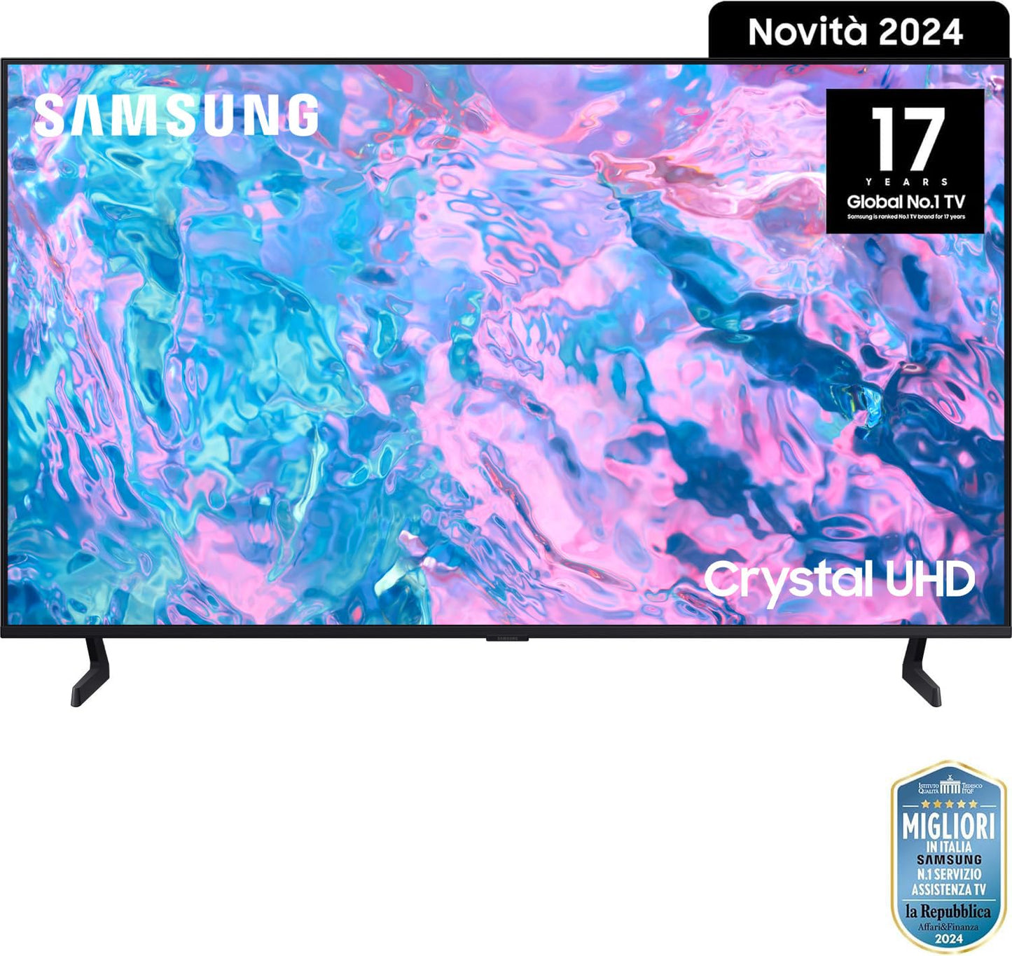 Samsung TV UE65CU7090UXZT Crystal UHD 4K, Smart TV 65", Crystal Processor 4K, Slim Look, Q-Symphony e OTS Lite, DVBT-2, Integrato con Bixby, compatibile con Alexa e Google Assistant, Black [2024]