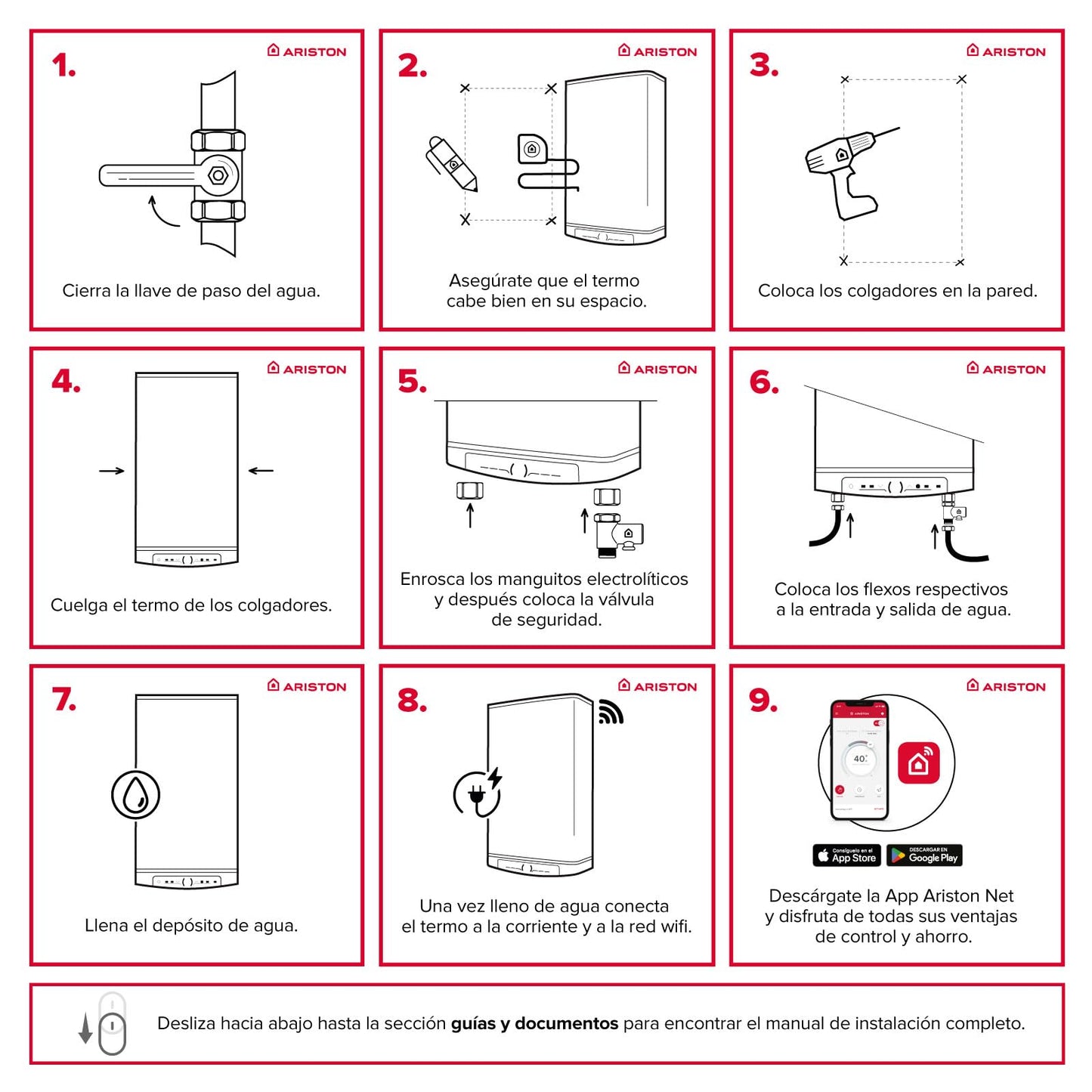 Ariston Velis Pro Wifi - Scaldabagno elettrico a basso consumo multiposizione, Thermos elettrico, 50 litri piatto, Wifi e funzione ECO-EVO 79,7 x 27,5 x 51,1 cm, installazione in Spagna