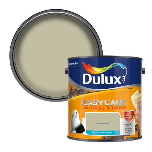 Dulux Vernice a emulsione opaca, facile da pulire, lavabile e resistente, 2,5 l, colore: carciofo fresco