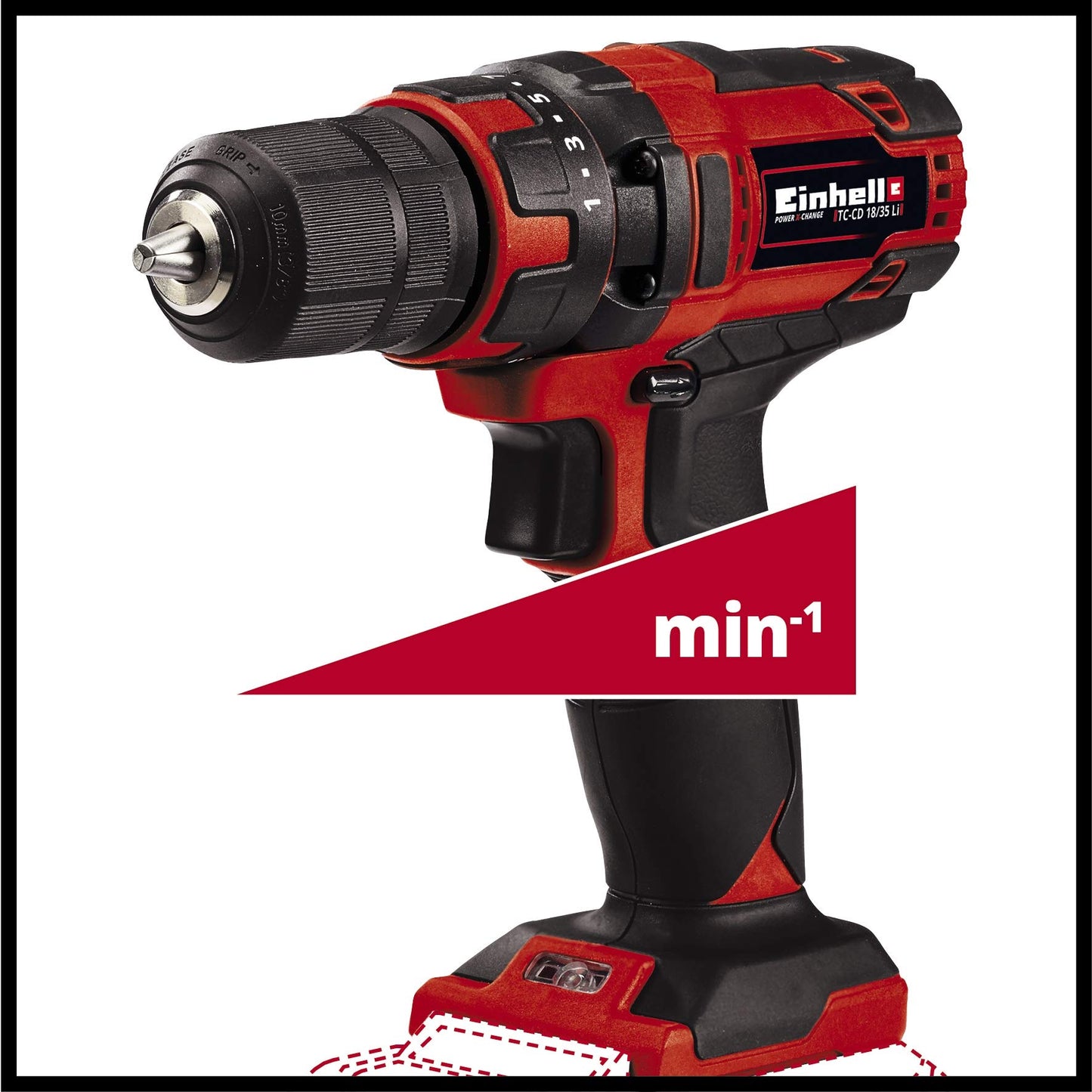 Einhell TC-CD 18/35 Li-Solo Trapano avvitatore a batteria ( giri al min. 0-550, torsione 35 Nm, senza batteria e caricabatteria)