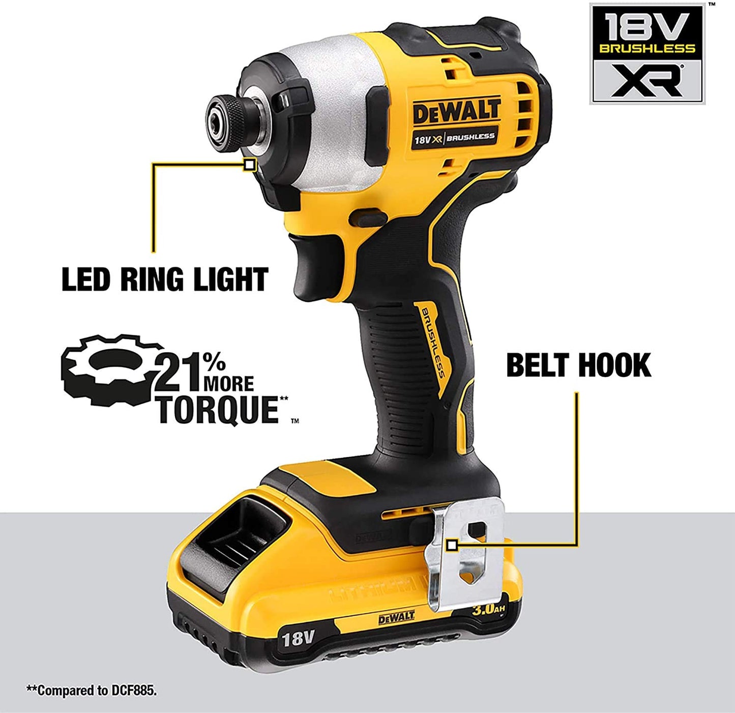 DEWALT DCF809L2T-QW - Avvitatore a impulsi XR 18V 1/4" 190Nm senza spazzole con 2 batterie agli ioni di litio da 3,0Ah con custodia TSTAK