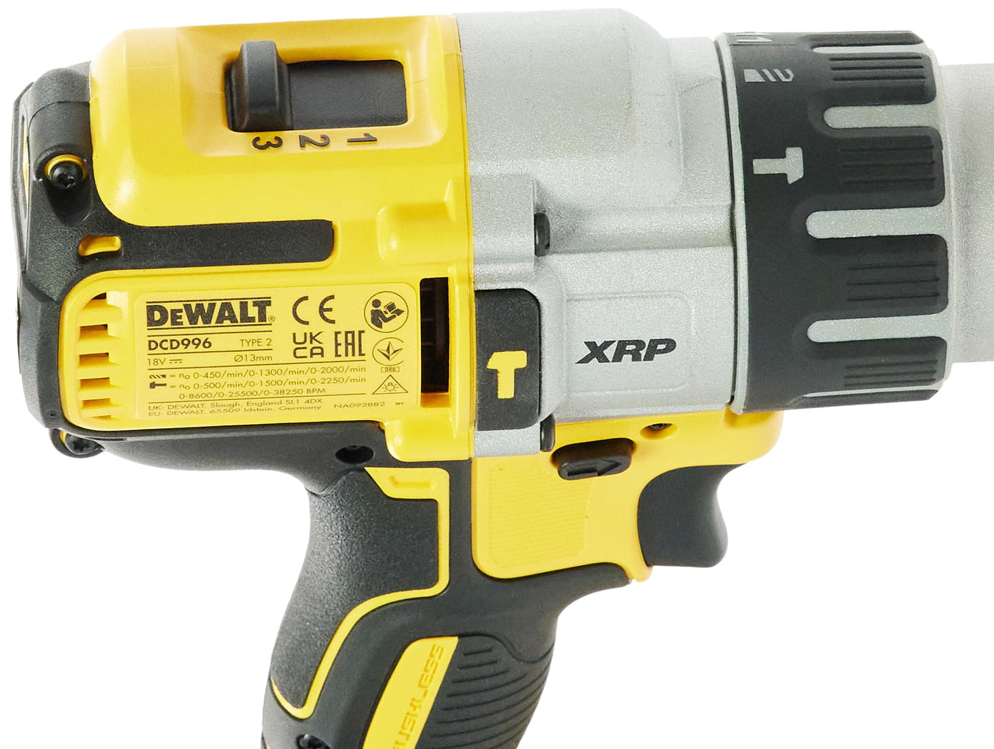 DeWalt DCD996P2-QW Trapano Avvitatore a Percussione, 3 Velocità, 5.0 Ah, Motore Brushless, con Doppia Batteria in Valigetta TSTAK, 18 V, giallo;nero;argento, 1/2_pollice