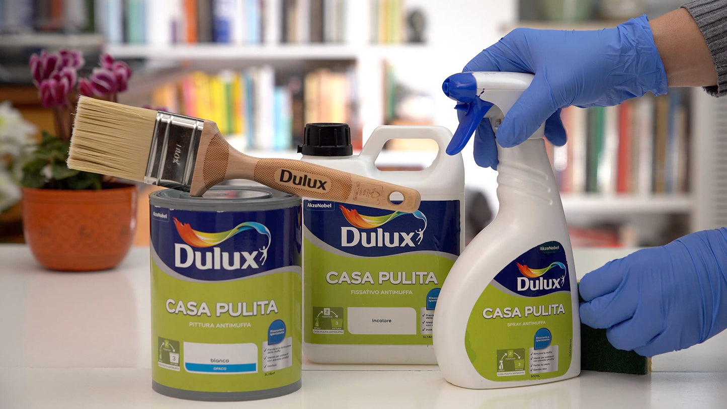 Dulux Casa Pulita Pittura Singolo per Interni Antimuffa Rimuove e Protegge Da Muffe e Funghi, 5 Litri, Bianco