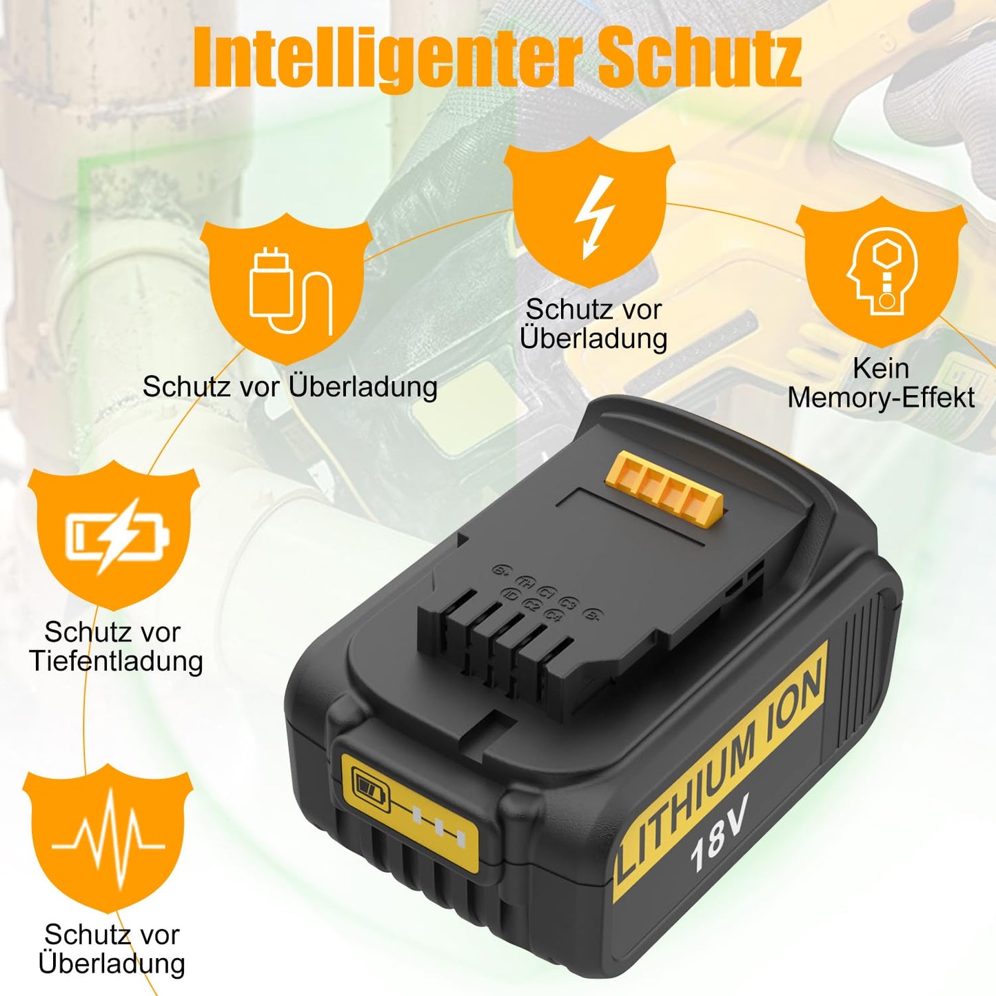 Energup 2 Pezzi 18V 5.0Ah Batteria di Ricambio + DCB102 Dual Port Caricabatterie per Dewalt 18V Batteria DCB184 DCB200 DCB182 DCB180 DCB181 DCB183 DCB201