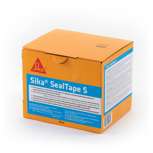 Sika - Sika SealTape S, Giallo/Bianco - Nastro impermeabilizzante per sigillatura di giunti e raccordi in zone umide - Rotolo da 10m