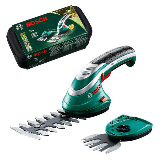 Bosch 600833102 Tosaerba e Sfoltirami a Batteria Isio Set, 3.6 Volt, Lunghezza Lama Arbusti/Erba 12 cm/8 cm, in Cartone, Nero/Verde