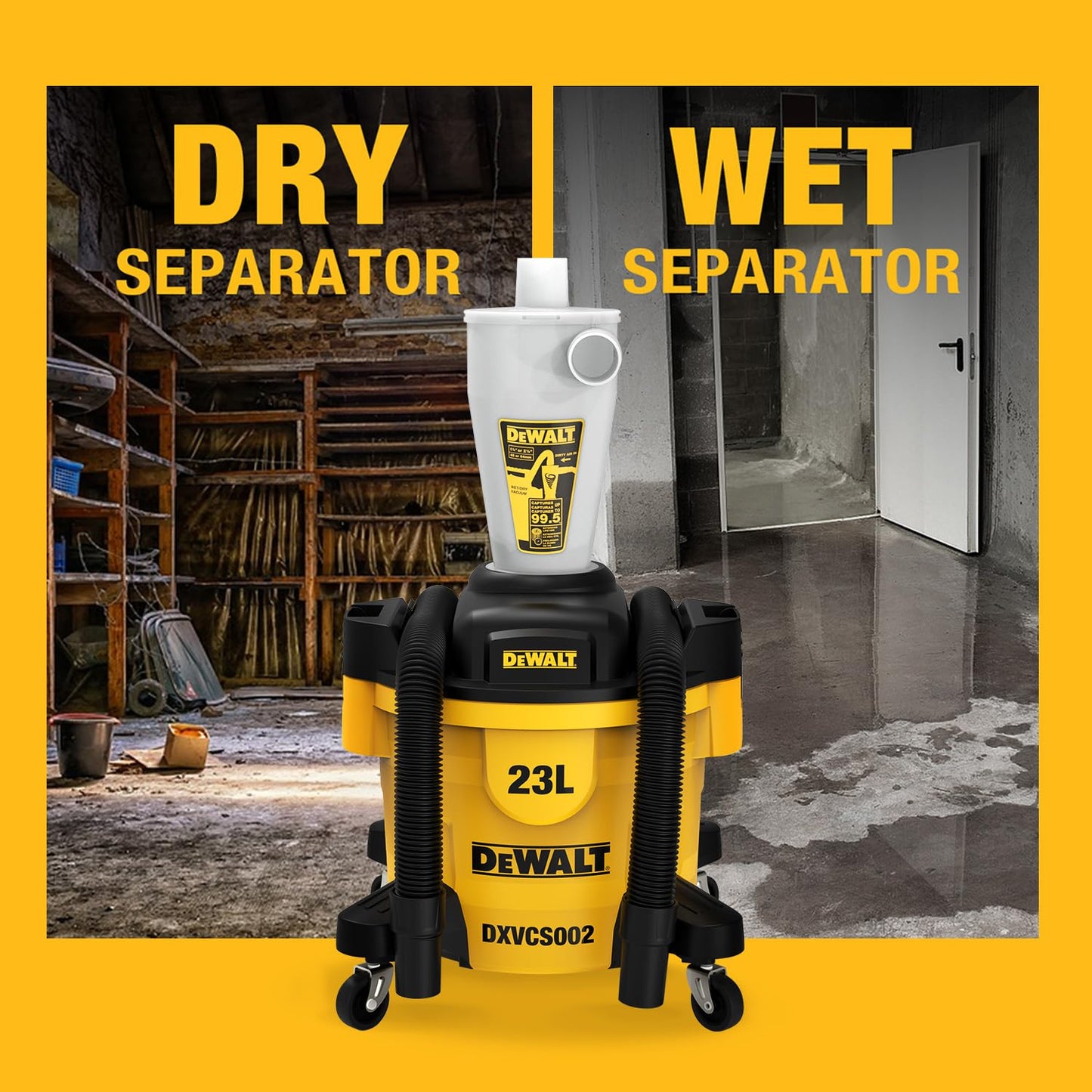 DEWALT DXVCS002 - Filtro per aspirapolvere a ciclone, con serbatoio antipolvere da 23 l