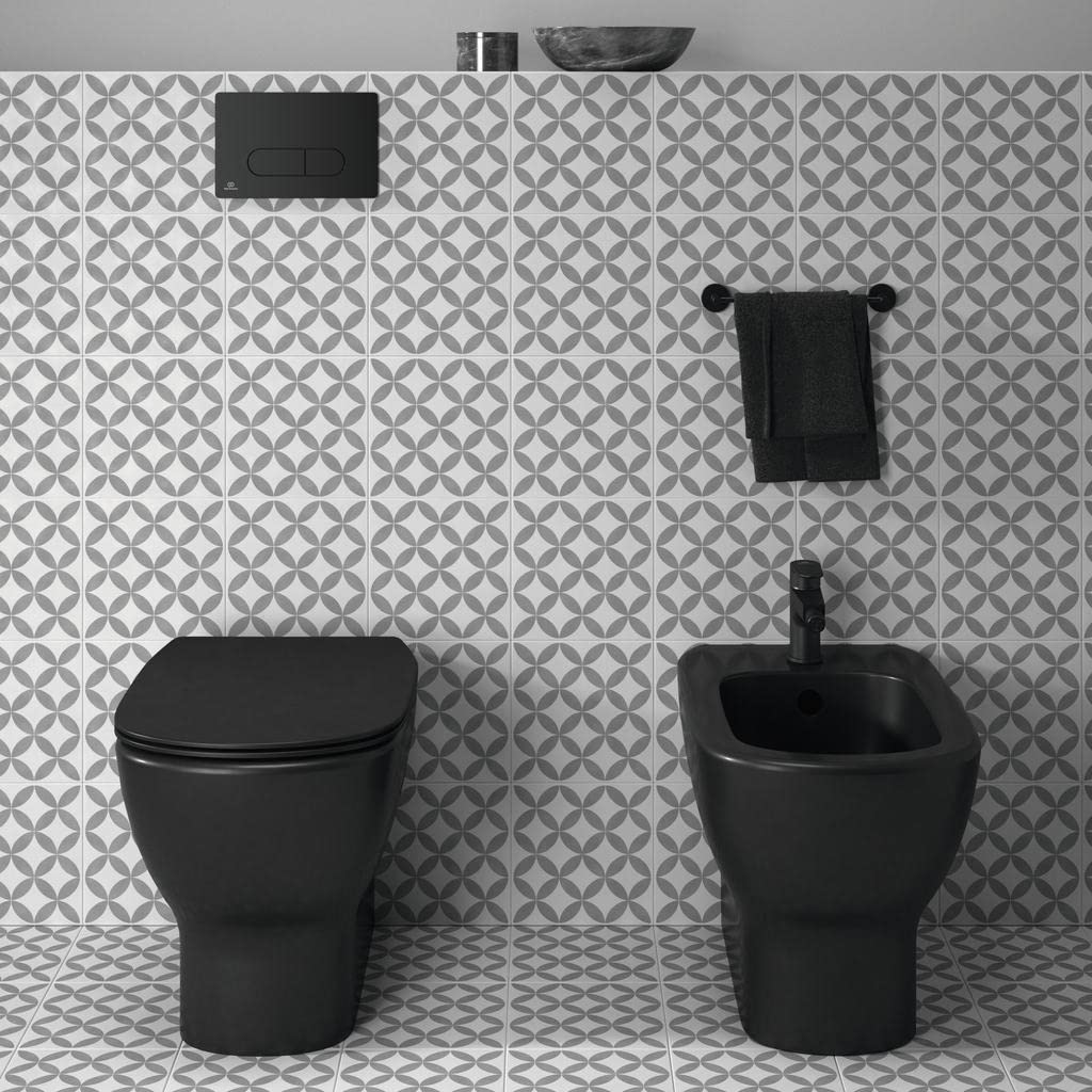 Ideal Standard - Tesi Bidet monoforo per installazione filo parete - Nero Seta