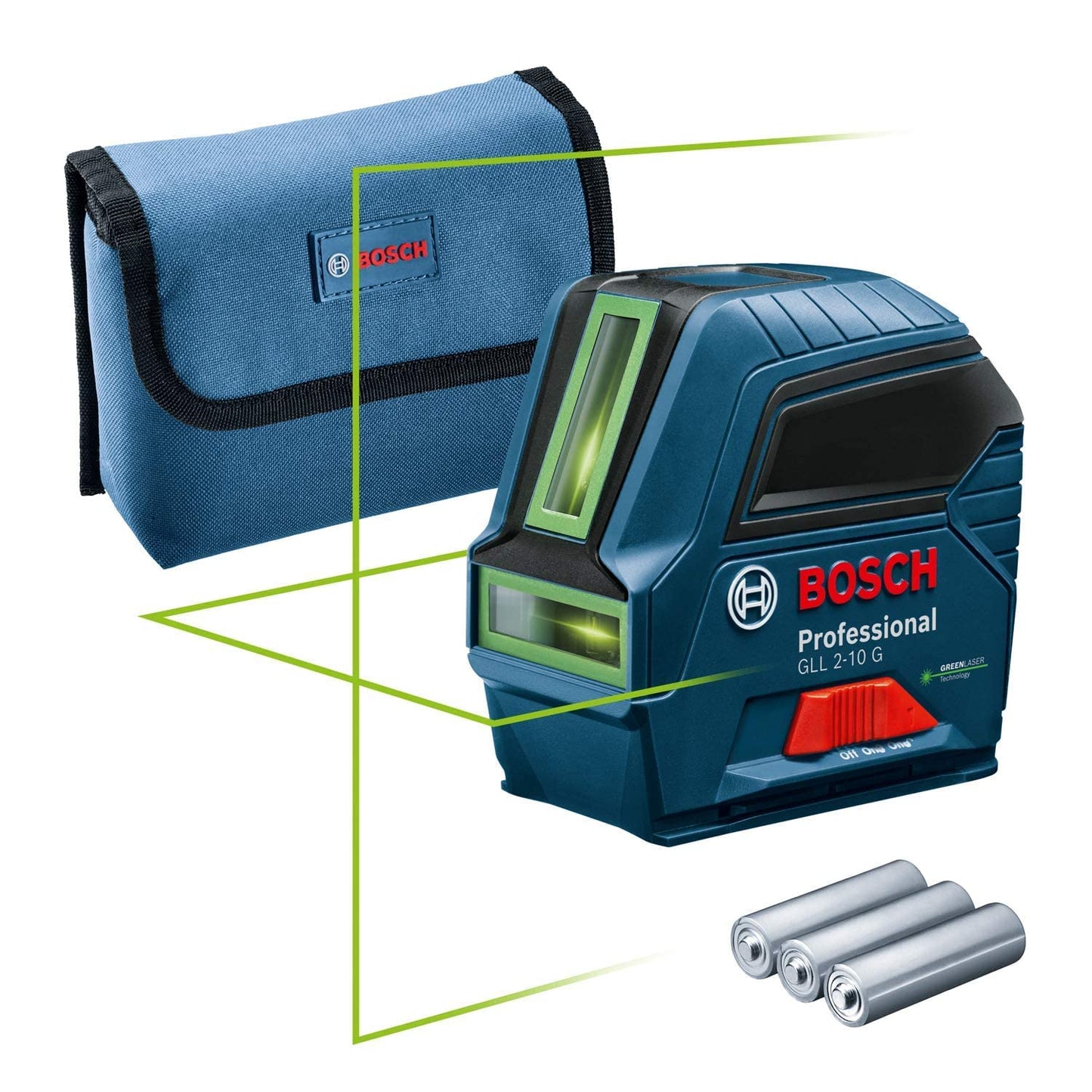 Bosch Professional Livella laser GLL 2-10 G (laser verde, raggio d'azione: fino a 10 m, 3 batterie AA, sacchetto) – Amazon Exclusive